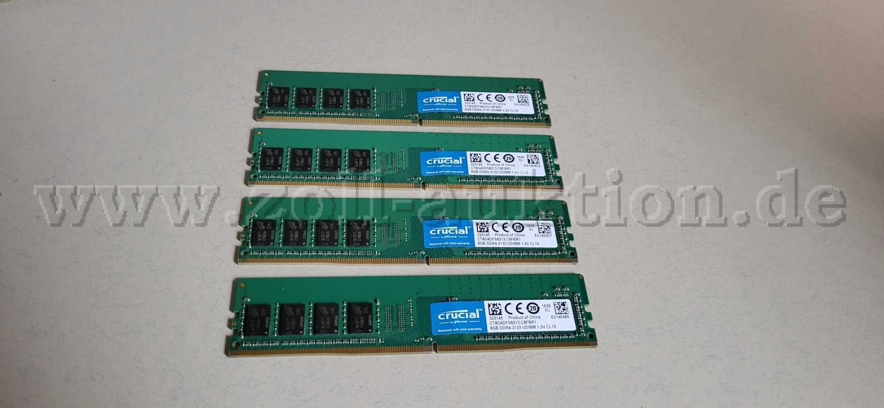 4 Crucial DDR4 PC4-17000 Arbeitsspeicher je 8 GB insgesamt 32 GB